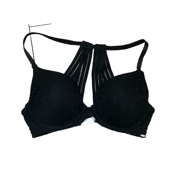 Victoria Secret Bra Black Lace Straps Wired 34D Womens Goth Beach - Picture 1 of 7